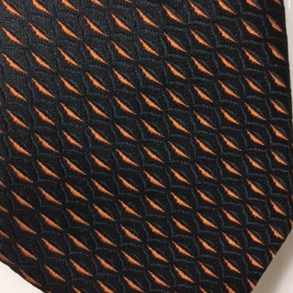 Hand Made, 100% Thai silk, Black/Orange, Men’s Tie - Picture 5 of 12